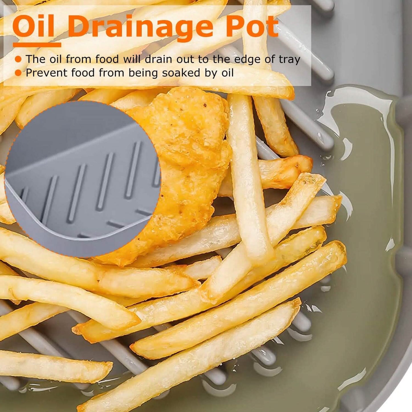 Reusable Air Fryer Silicone Pot Rectangle Replacement of Parchment Liners 6-8 Quart