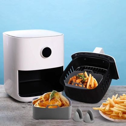Reusable Air Fryer Silicone Pot Rectangle Replacement of Parchment Liners 6-8 Quart