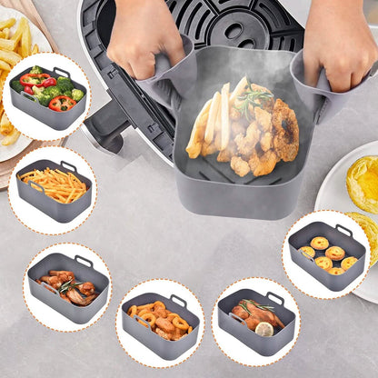 Reusable Air Fryer Silicone Pot Rectangle Replacement of Parchment Liners 6-8 Quart