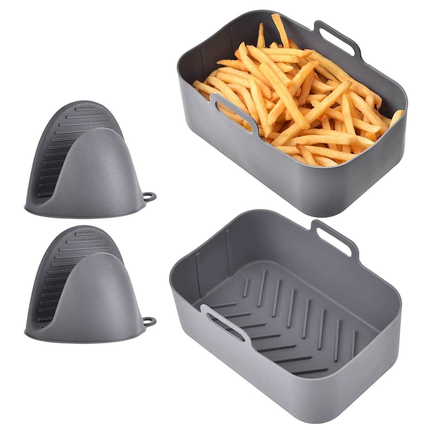 Reusable Air Fryer Silicone Pot Rectangle Replacement of Parchment Liners 6-8 Quart
