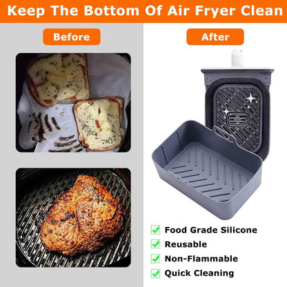 Reusable Air Fryer Silicone Pot Rectangle Replacement of Parchment Liners 6-8 Quart