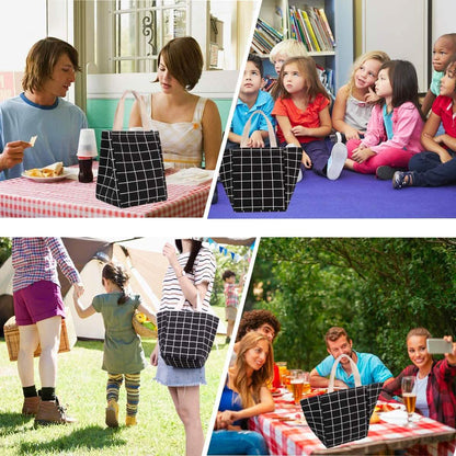 Reusable Lunch Bag Insulated Lunch Box Canvas Fabric with Aluminum Foil