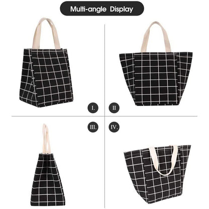 Reusable Lunch Bag Insulated Lunch Box Canvas Fabric with Aluminum Foil
