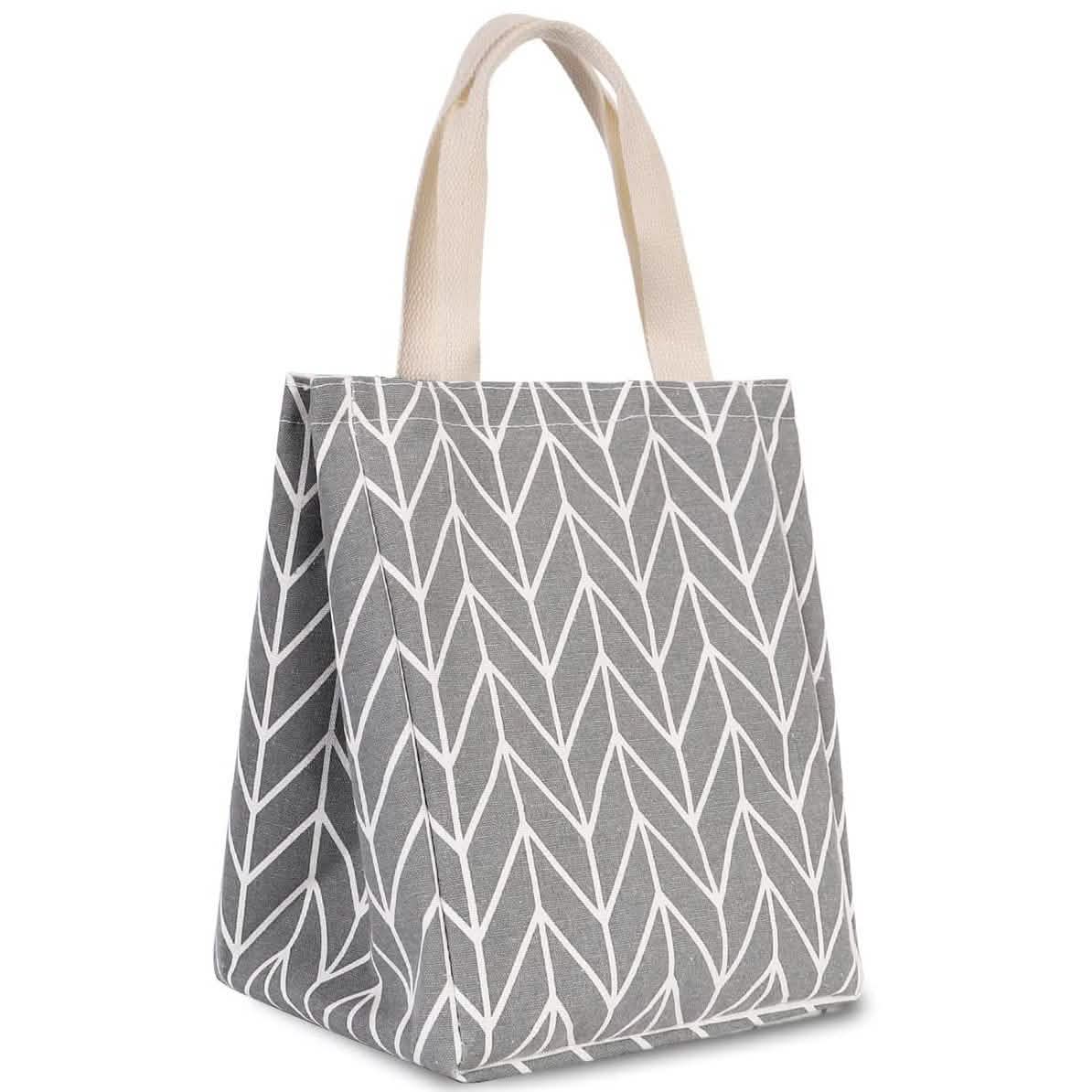 Reusable Lunch Bag Insulated Lunch Box Canvas Fabric with Aluminum Foil