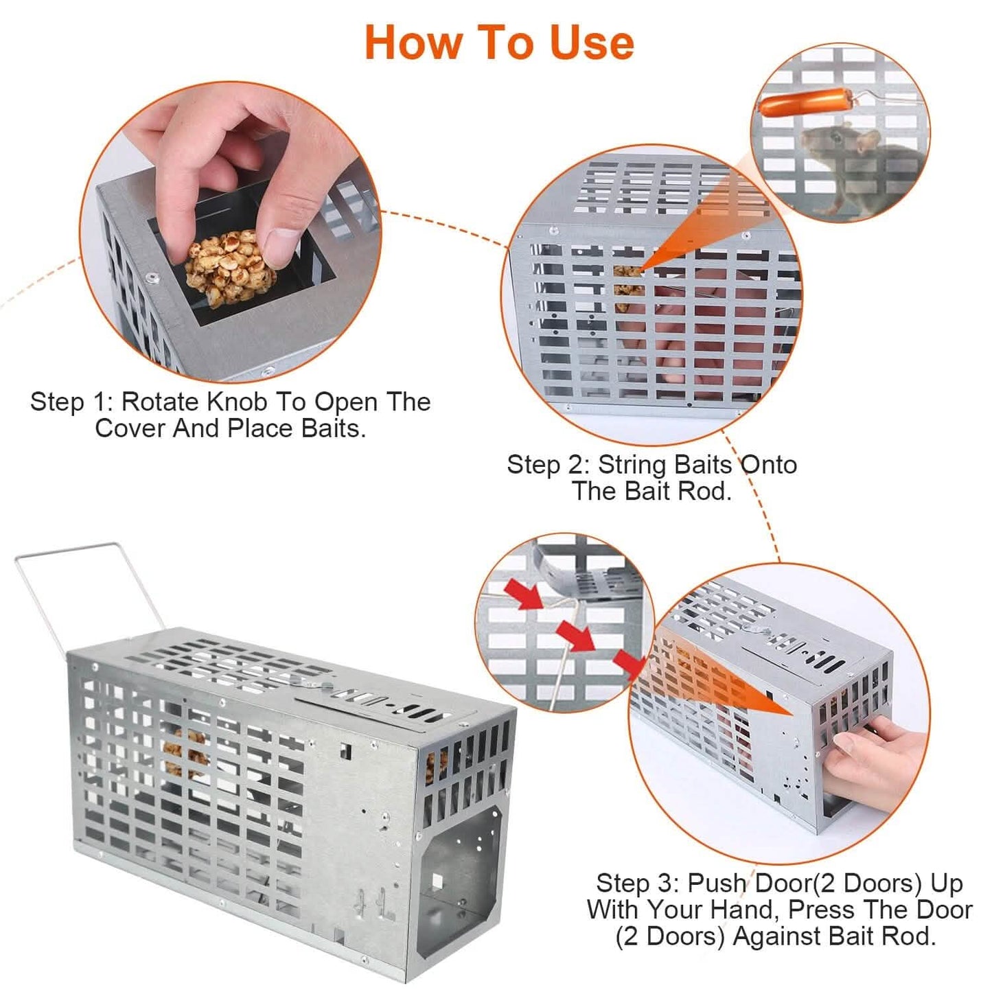 Reusable Metal Rat Cage Catch Release Continuous Capture