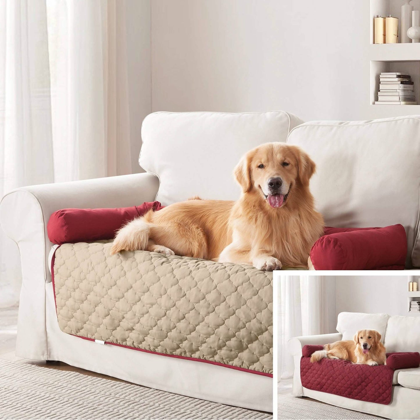 Reversible Pet Bed & Furniture Protector with Cushion Anchors - Assorted Styles