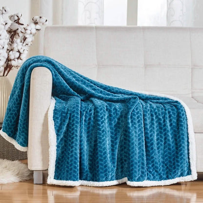 Reversible Soft Braided Sherpa Throw Blanket