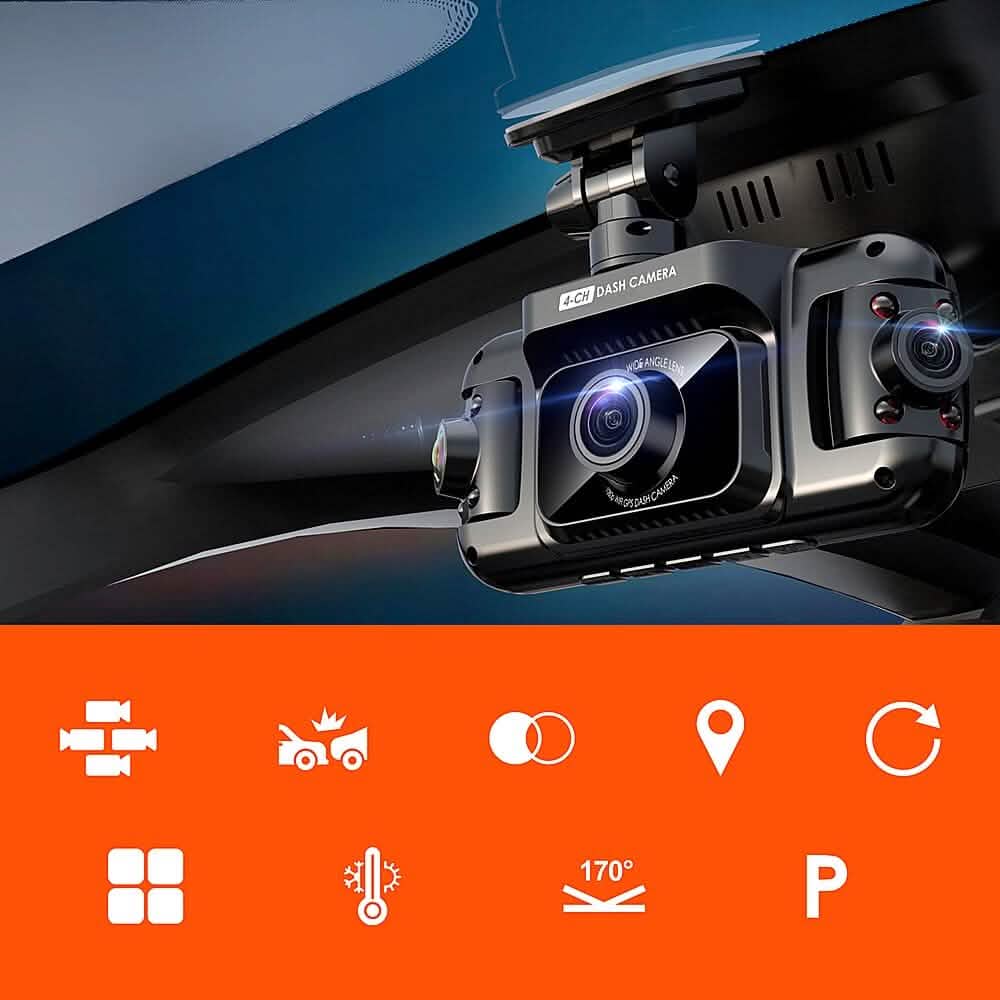 Rexing - R4 4 Channel Dash Cam with All Around 1080p Resolution, Wi-Fi, and GPS - Black  (Refurbished)