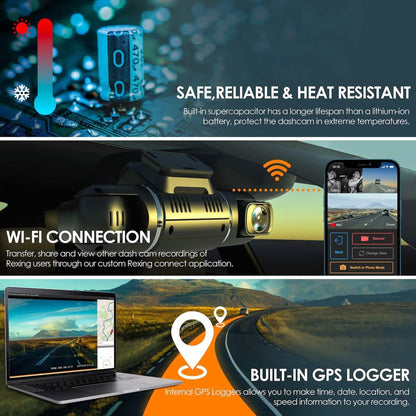 RexingUSA V2 PRO AI Dash Cam 3-Channel Front/Cabin/Rear  (Refurbished)