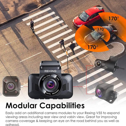 RexingUSA V55 Dash Cam - 4k Modular Capabilities  (Refurbished)