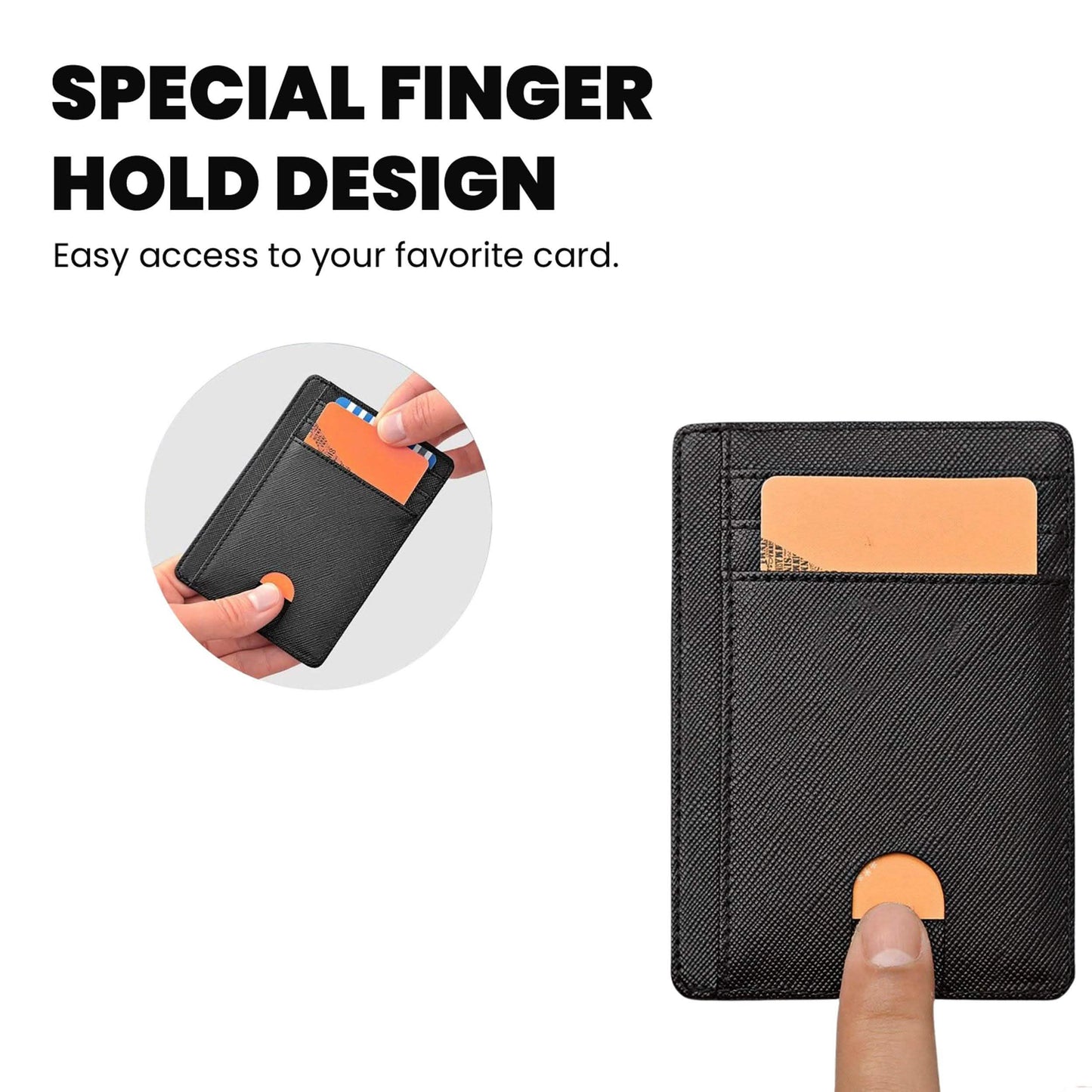 RFID Blocking Minimalist Front Pocket Slim Leather Wallet For Men Women