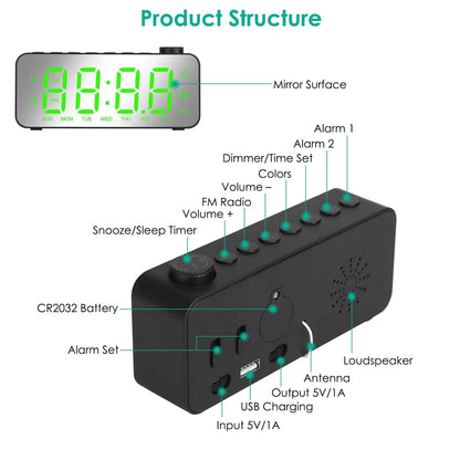 RGB Color LED Digital Alarm Clock