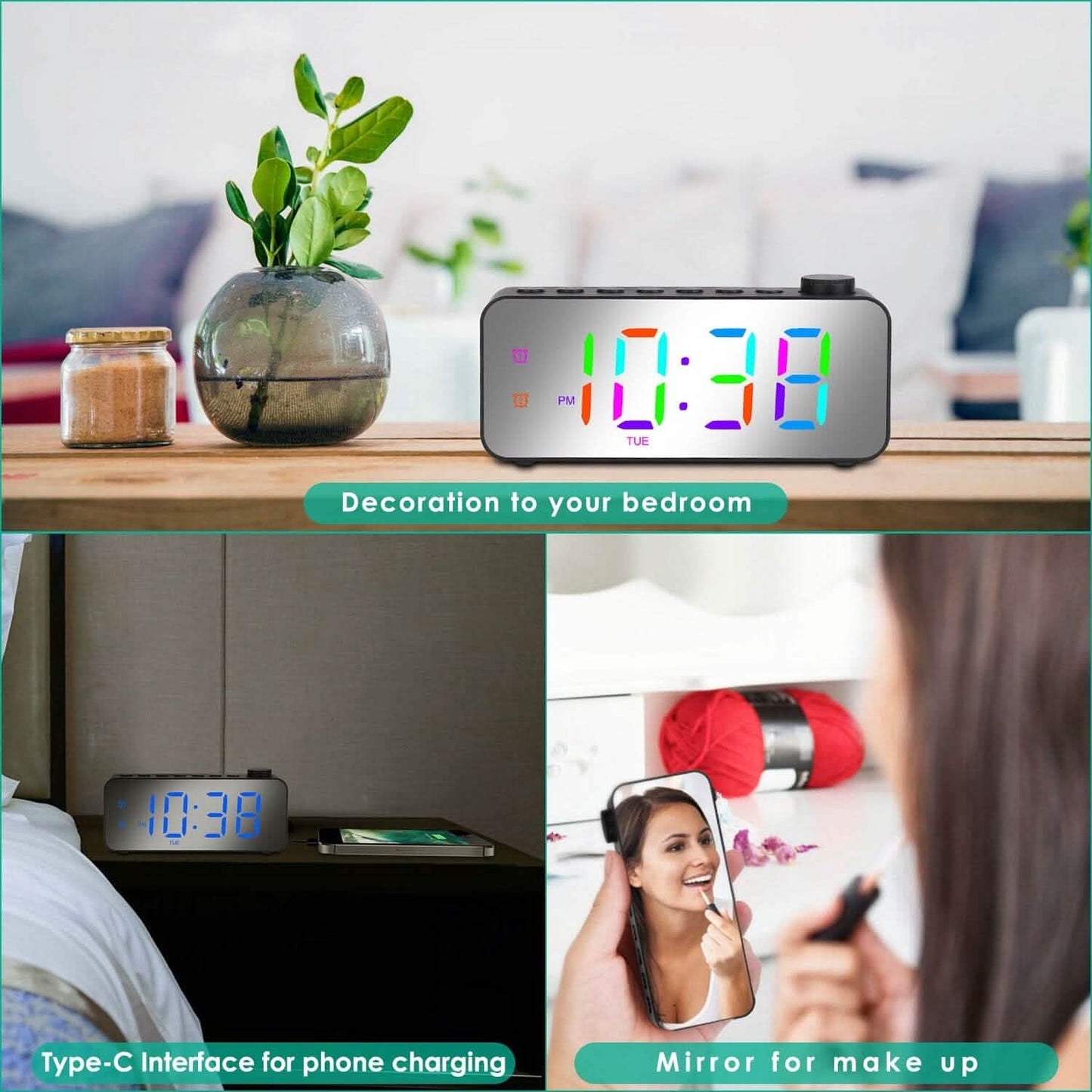 RGB Color LED Digital Alarm Clock