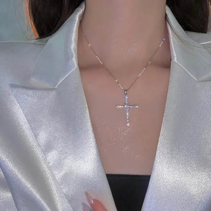 Rhinestone Exquisite Zircon Cross Pendant Necklace