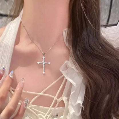 Rhinestone Exquisite Zircon Cross Pendant Necklace