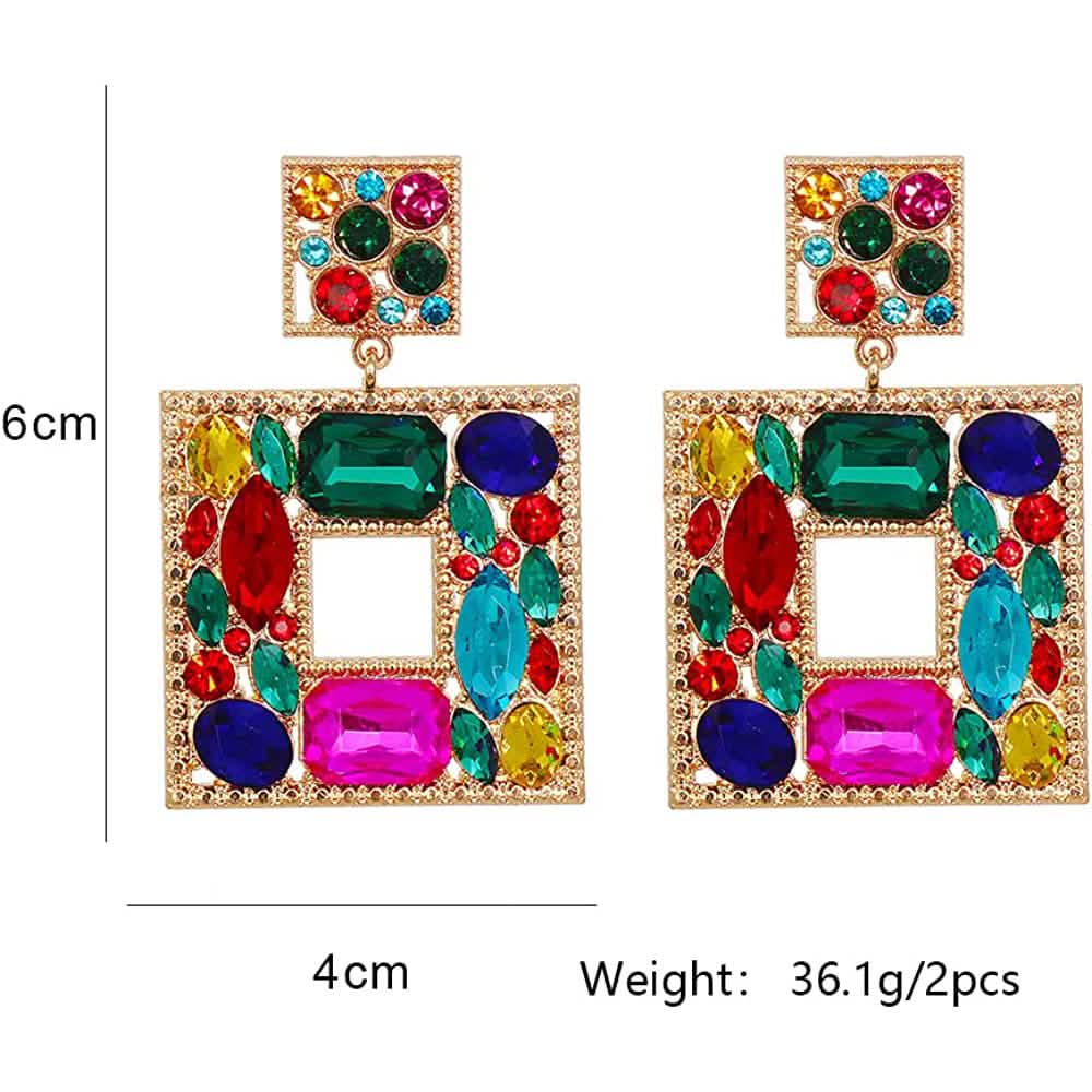 Rhinestone Square Drop Earrings