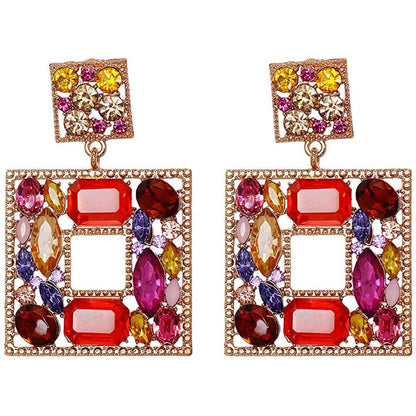 Rhinestone Square Drop Earrings