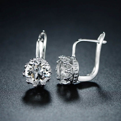 Rhodium Swarovski Elements Huggie-Hoop Earring