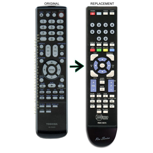 Anderic TV/DVD Remote Control for Toshiba SE-R0305, DC-LWB1, and others - RMC10674