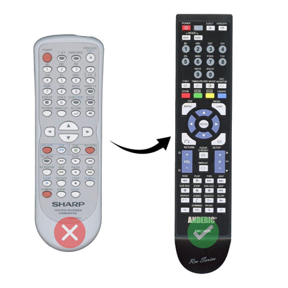 Anderic RMC14126 Replacement DVD/VCR Recorder Remote Control for Sharp, Sylvania, Emerson, and Symphonic | 9HSNB130UD 9HSNB114