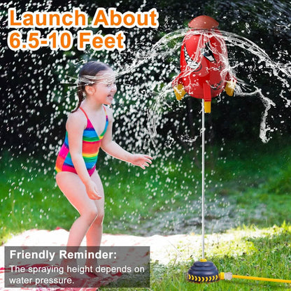 Rocket Sprinkler Launcher Water Sprinkler Flying Splashing 360° Rotation for 3+ Years Old