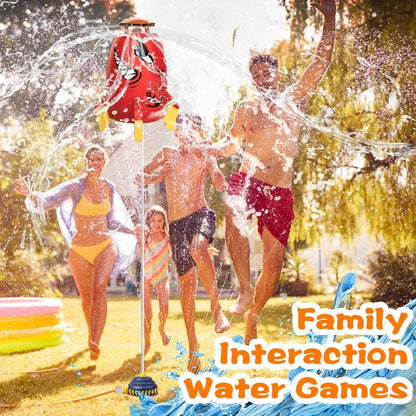 Rocket Sprinkler Launcher Water Sprinkler Flying Splashing 360° Rotation for 3+ Years Old