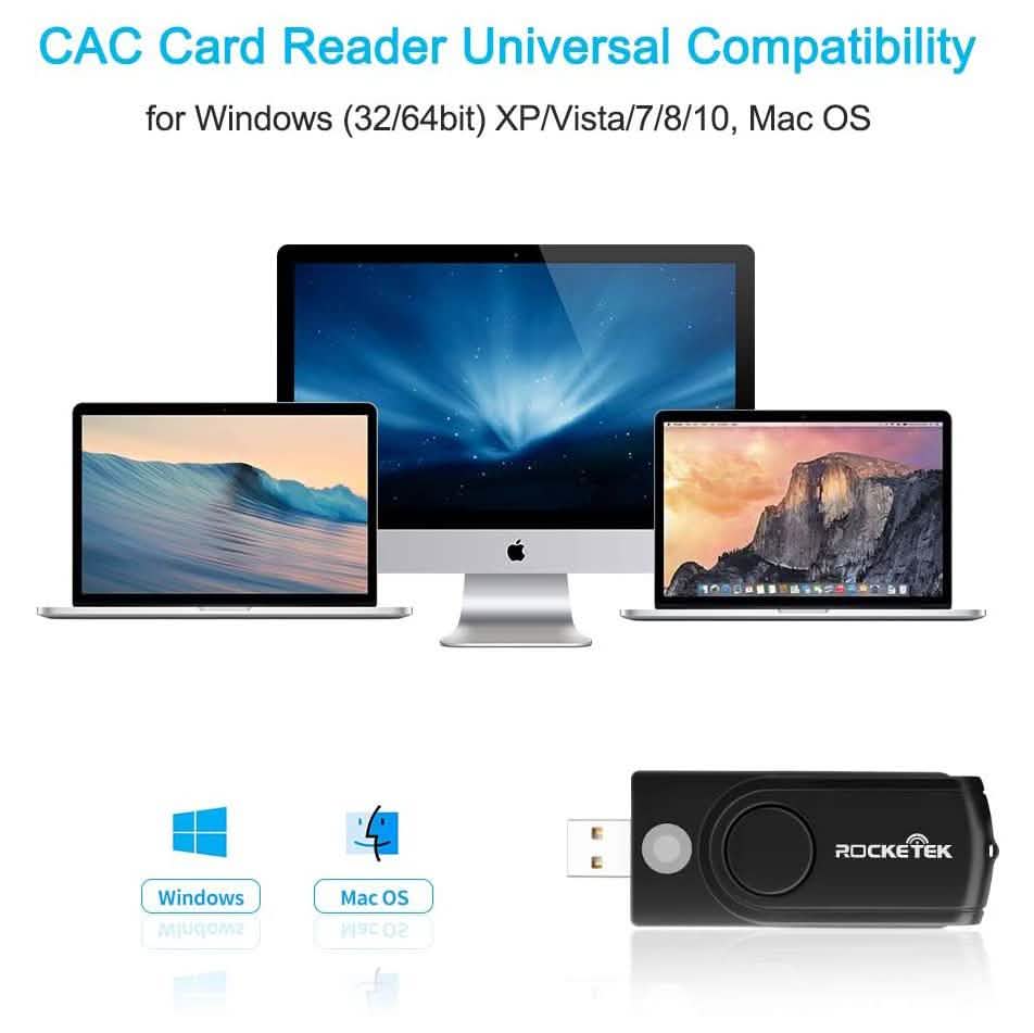 Rocketek DOD Military USB Common Access CAC Memory Card Reader