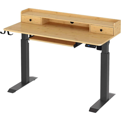 Rolanstar Height Adjustable Desk Standing Desk with Keyboard Tray and Monitor Shelf