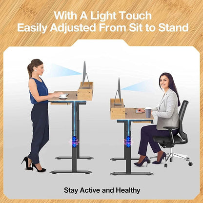 Rolanstar Height Adjustable Desk Standing Desk with Keyboard Tray and Monitor Shelf