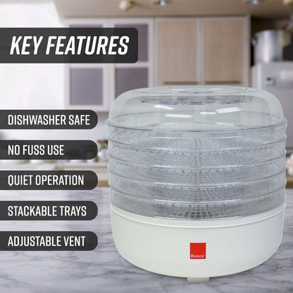 Ronco 5-Tray Dehydrator, Food Preserver, Quiet Dehydrating and Easy to Use