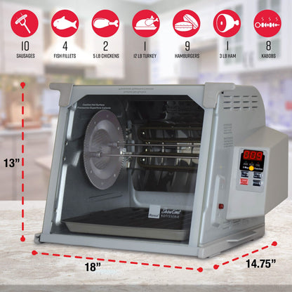 Ronco Digital Rotisserie Oven, Platinum Digital Design, Large Capacity