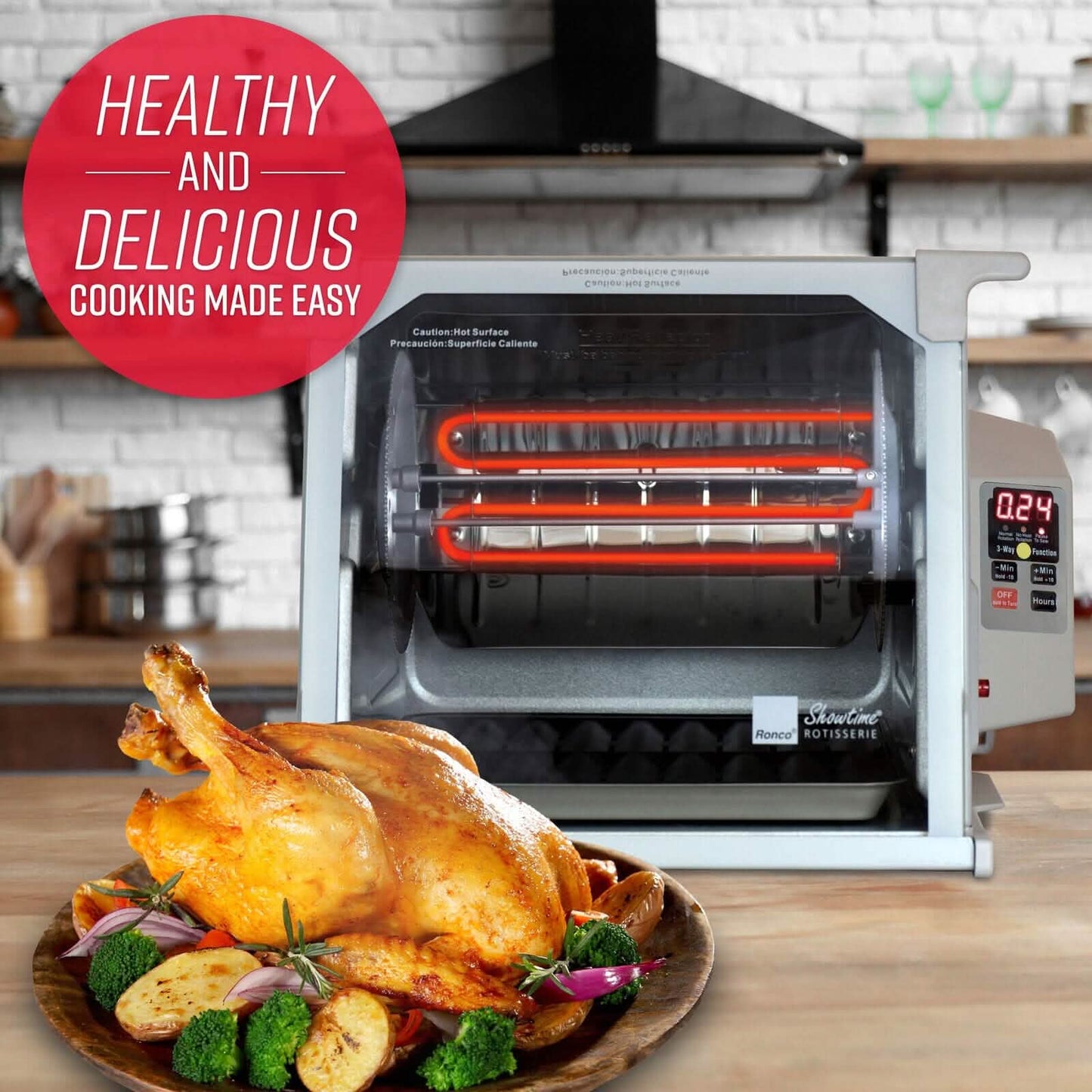Ronco Digital Rotisserie Oven, Platinum Digital Design, Large Capacity