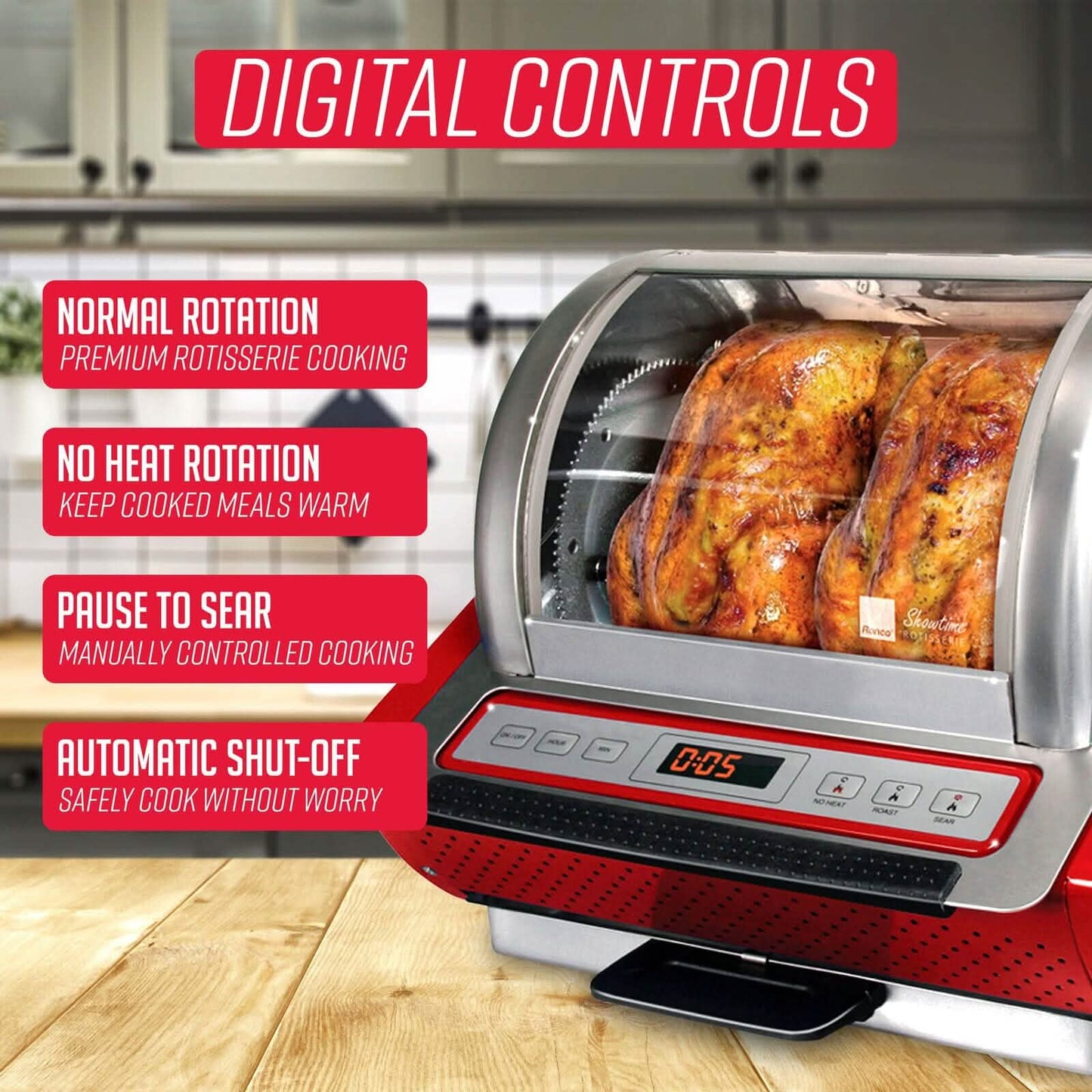 Ronco EZ-Store Rotisserie Oven, Large Capacity (15lbs) Countertop Oven
