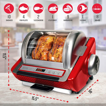 Ronco EZ-Store Rotisserie Oven, Large Capacity (15lbs) Countertop Oven