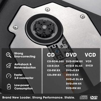 ROOFULL External CD DVD Drive USB 3.0 CD-Burner Premium Portable CD-ROM DVD+/-RW Optical Disc Drive Player Reader Rewriter  (Refurbished)