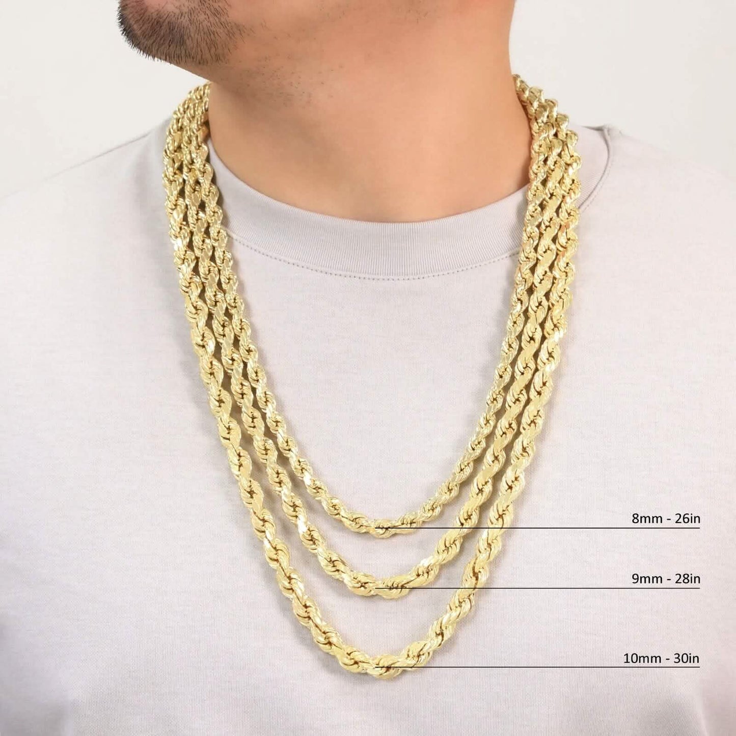 Rope Chain in Yellow Gold - 3mm