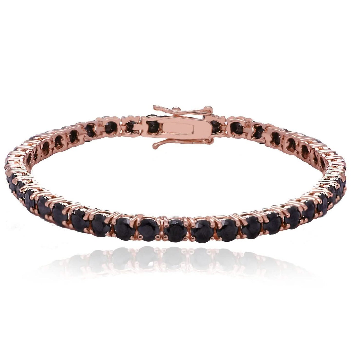 Rose Gold Black Cubic Zirconia Tennis Bracelet