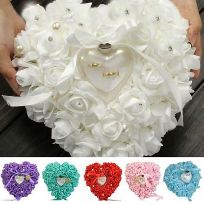 Rose Pillow Heart Cushion Ring Holder