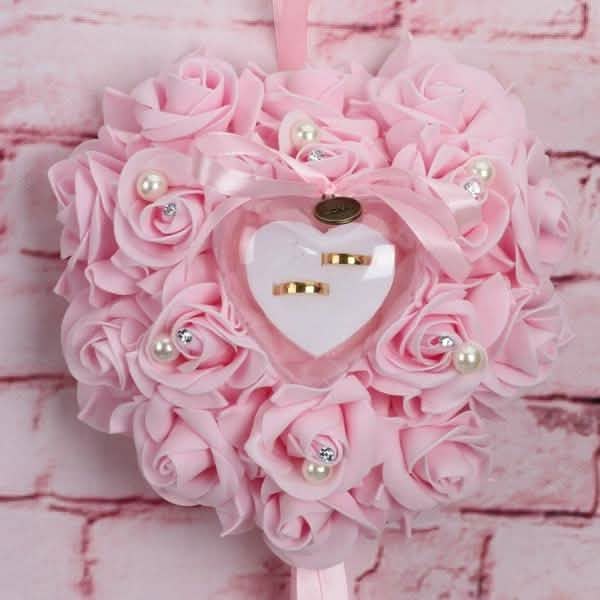 Rose Pillow Heart Cushion Ring Holder