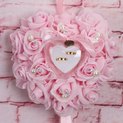 Rose Pillow Heart Cushion Ring Holder
