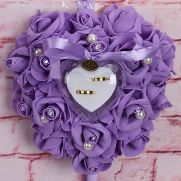 Rose Pillow Heart Cushion Ring Holder