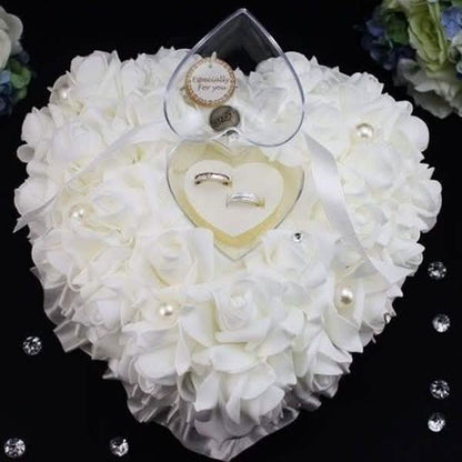 Rose Pillow Heart Cushion Ring Holder
