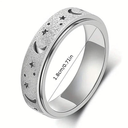Rotatable Anxiety Fidget Ring Moon and Star Design