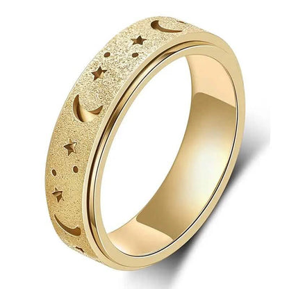 Rotatable Anxiety Fidget Ring Moon and Star Design