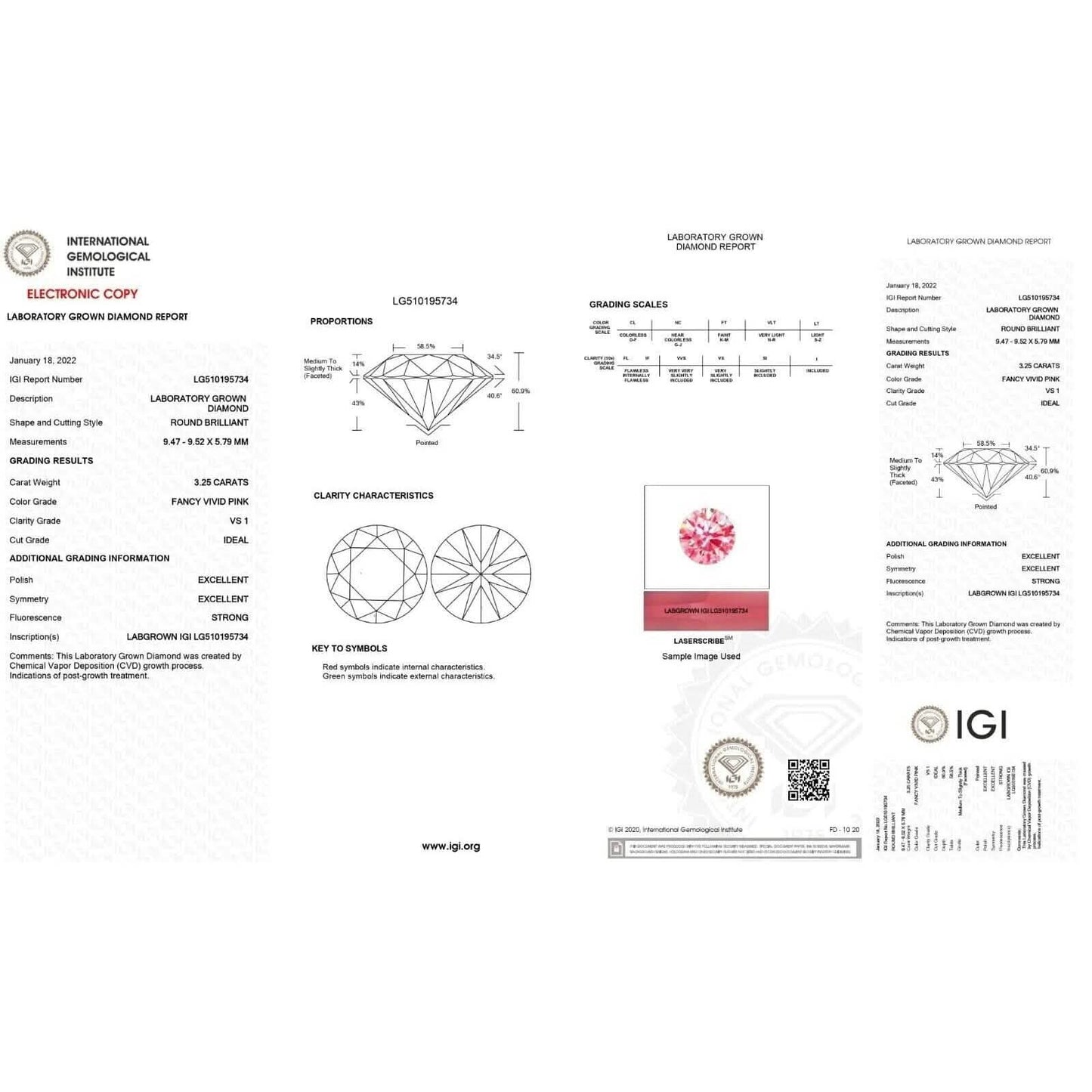 Round 3.25 ct Fancy Intense Pink VS1 IGI Certified Lab Grown HPHT Diamond Round
