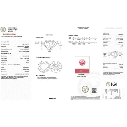 Round 3.25 ct Fancy Intense Pink VS1 IGI Certified Lab Grown HPHT Diamond Round