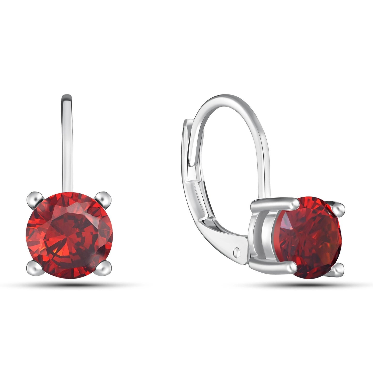 Round Cut Gemstone Leverback Earrings