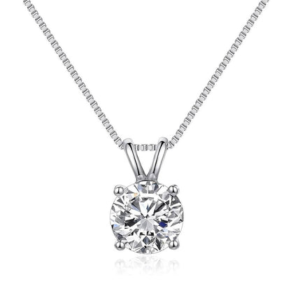 Round Cut Solitaire Crystal Pendant Necklace