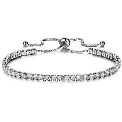 Round Cut Swarovski Elements Crystal Adjustable Tennis Bracelet