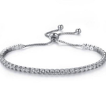 Round Cut Swarovski Elements Crystal Adjustable Tennis Bracelet
